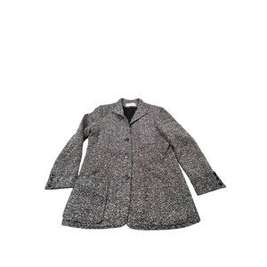 Chester Weinberg Women Tweed Coat Size 12 Grey White Wool Blend Blazer Office